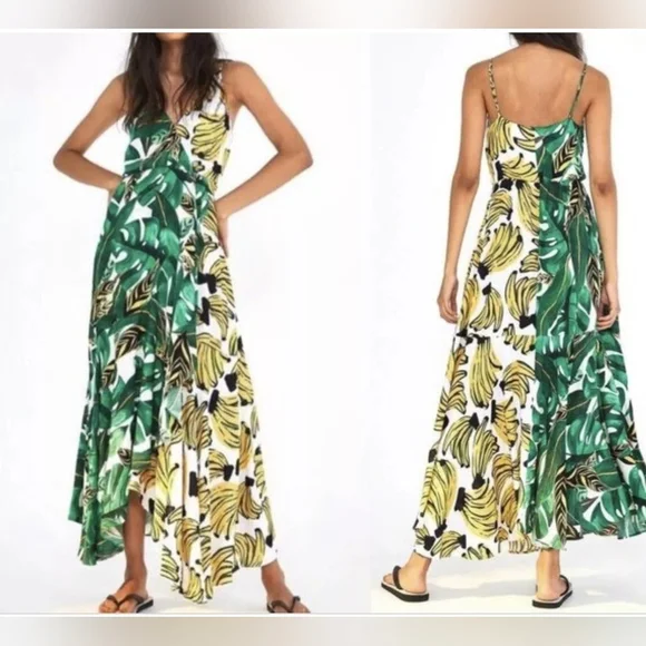 FARM Rio | Dresses | Farm Rio Size Small Bossa Amazonia Tropical Print  Vneck Faux Wrap Maxi Dress | Poshmark
